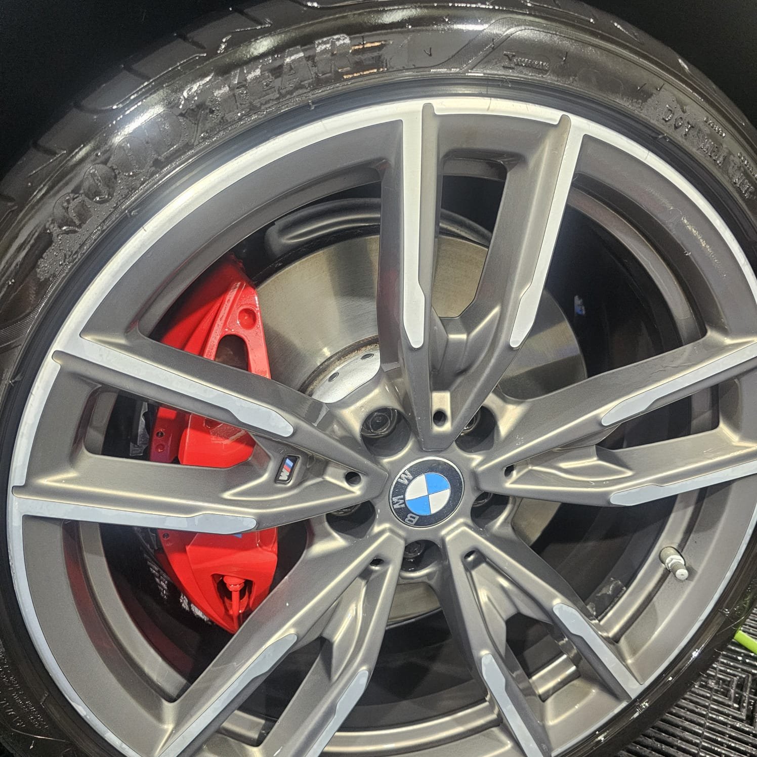 Wheel after cleaning and satin tire finish